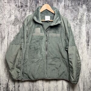 Military Cold Weather Jacket Mens Large Long Green Fleece Gen III Full Zip